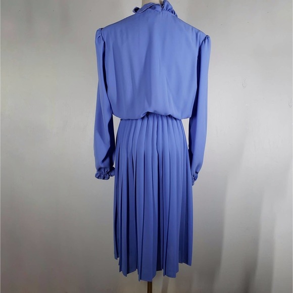 Vintage Jo Hanna York Polyester Ruffle Trimmed Dress 18 L Periwinkle Blue - Picture 5 of 15